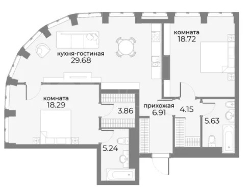 Продажа квартиры площадью 92.71 м² 10 этаж в SkyView по адресу Пресня, г Москва, ул Дружинниковская, д 15А
