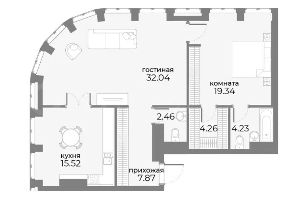 Продажа квартиры площадью 85.82 м² 6 этаж в SkyView по адресу Пресня, г Москва, ул Дружинниковская, д 15А