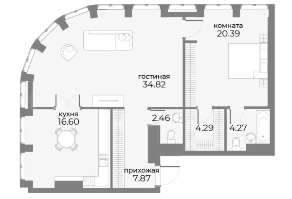 Продажа квартиры площадью 90.81 м² 7 этаж в SkyView по адресу Пресня, г Москва, ул Дружинниковская, д 15А