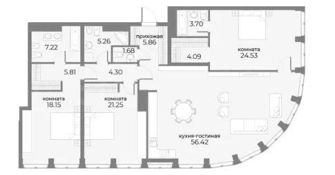 Продажа квартиры площадью 158.07 м² 17 этаж в SkyView по адресу Пресня, г Москва, ул Дружинниковская, д 15А