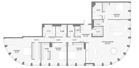 Продажа квартиры площадью 259.39 м² 19 этаж в SkyView по адресу Пресня, г Москва, ул Дружинниковская, д 15А