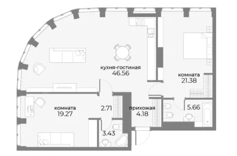 Продажа квартиры площадью 103.19 м² 10 этаж в SkyView по адресу Пресня, г Москва, ул Дружинниковская, д 15А
