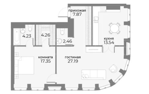 Продажа квартиры площадью 76.99 м² 4 этаж в SkyView по адресу Пресня, г Москва, ул Дружинниковская, д 15А