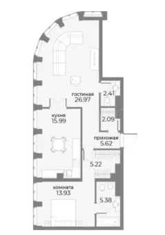 Продажа квартиры площадью 77.74 м² 5 этаж в SkyView по адресу Пресня, г Москва, ул Дружинниковская, д 15А