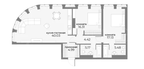 Продажа квартиры площадью 93.51 м² 8 этаж в SkyView по адресу Пресня, г Москва, ул Дружинниковская, д 15А