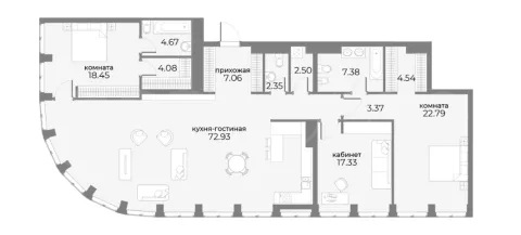 Продажа квартиры площадью 169.53 м² 12 этаж в SkyView по адресу Пресня, г Москва, ул Дружинниковская, д 15А