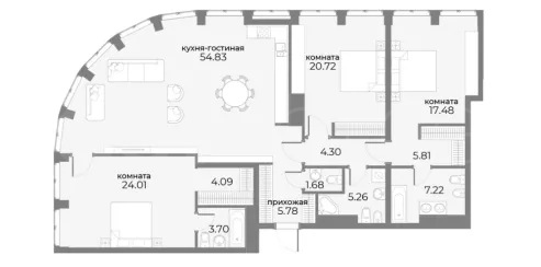 Продажа квартиры площадью 154.68 м² 16 этаж в SkyView по адресу Пресня, г Москва, ул Дружинниковская, д 15А