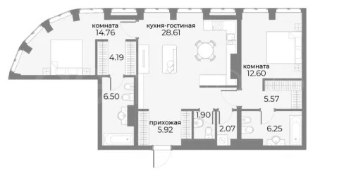 Продажа квартиры площадью 88.5 м² 8 этаж в SkyView по адресу Пресня, г Москва, ул Дружинниковская, д 15А